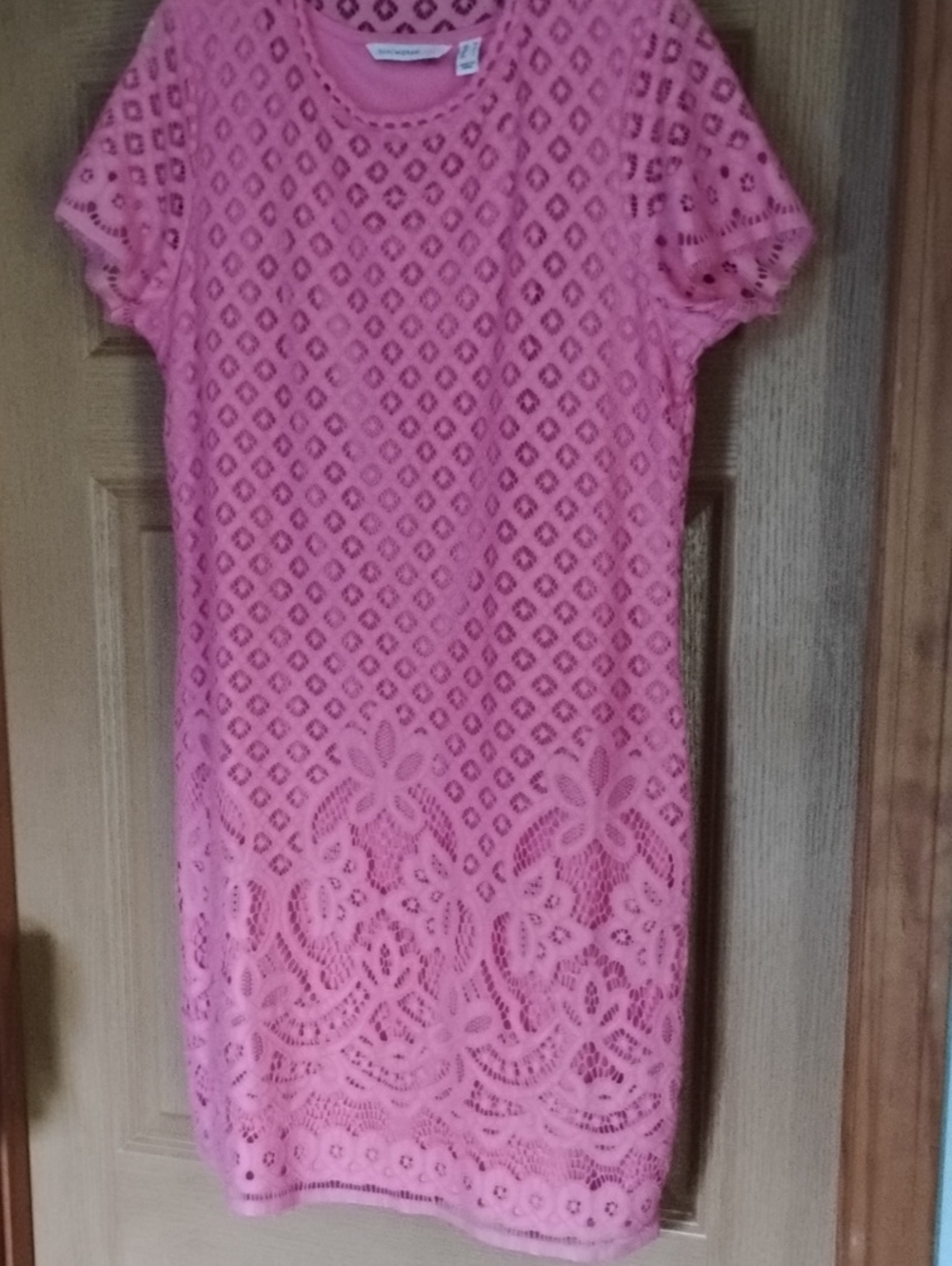 Isaac Mizrahi Pink Lined Lace Shift Dress Medium NWOT
